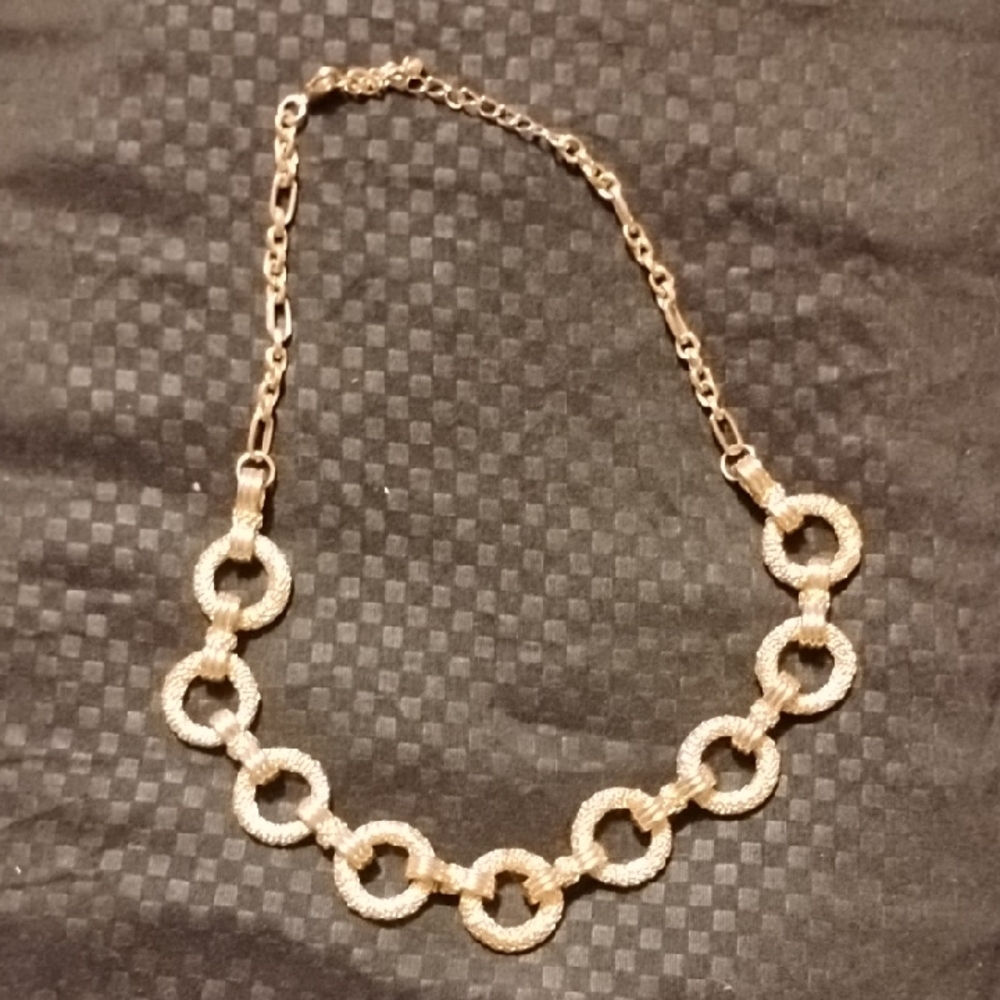 Vintage Gold-tone Circle Link Statement Necklace
